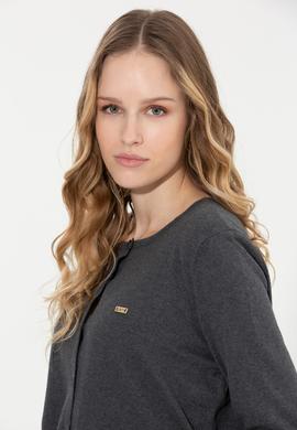 Kadın Antrasit Melanj Basic Triko Hırka - 50251904042