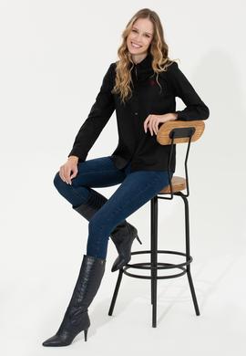 Kadın Siyah Uzun Kollu Basic Gömlek - 50256716031