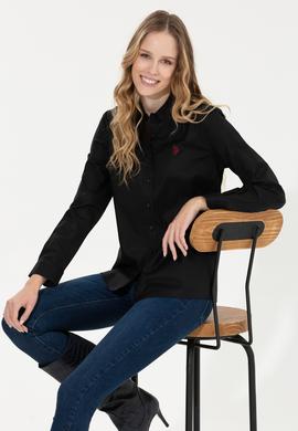 Kadın Siyah Uzun Kollu Basic Gömlek - 50256716031