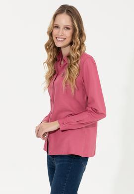 Kadın Pembe Uzun Kollu Basic Gömlek - 50256672091