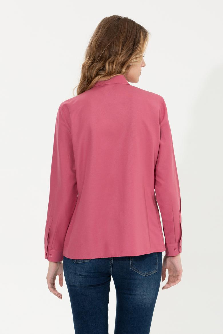 Kadın Pembe Uzun Kollu Basic Gömlek - 50256672091
