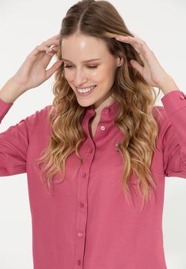 Kadın Pembe Uzun Kollu Basic Gömlek - 50256672091
