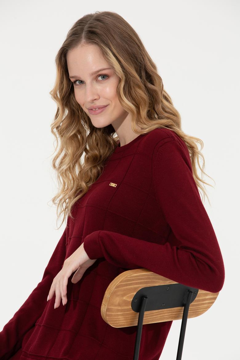 Kadın Bordo Kazak - 50255657008