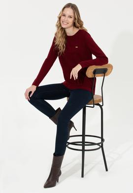 Kadın Bordo Kazak - 50255657008