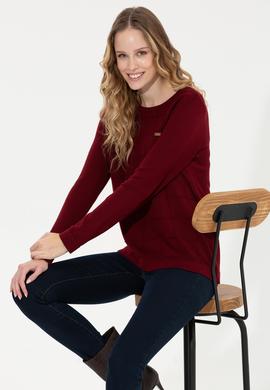 Kadın Bordo Kazak - 50255657008