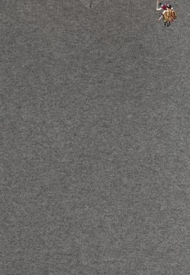 Kadın Gri Melanj Basic V Yaka Kazak - 50255648032