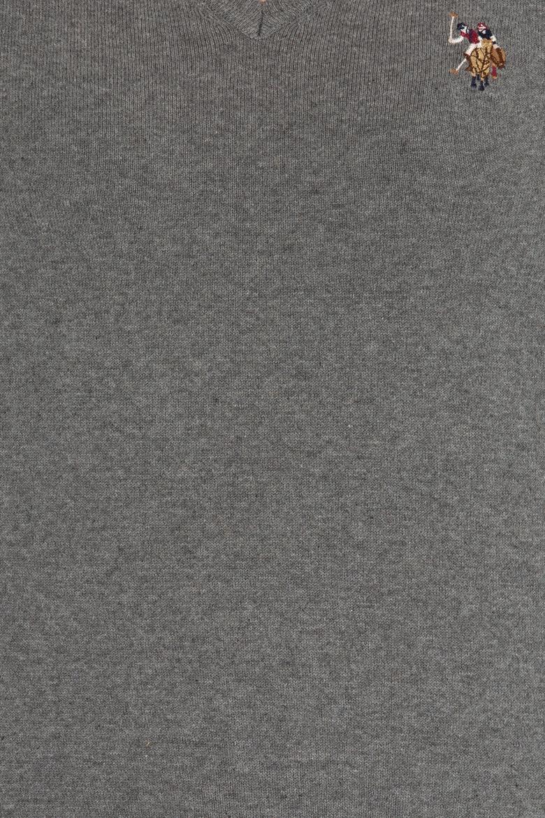 Kadın Gri Melanj Basic V Yaka Kazak - 50255648032