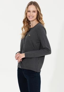 Kadın Antrasit Melanj Basic Triko Hırka - 50251904042