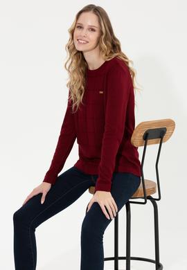 Kadın Bordo Kazak - 50255657008