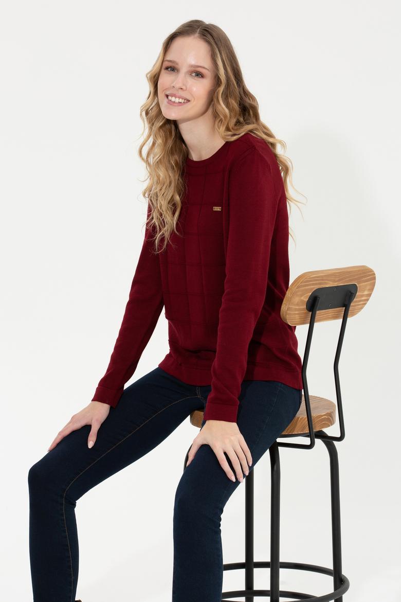 Kadın Bordo Kazak - 50255657008