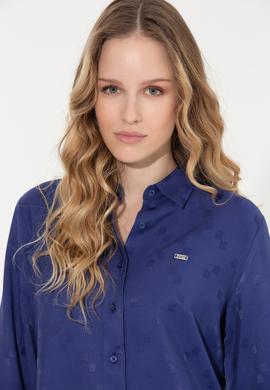 Kadın Mavi Uzun Kollu Gömlek - 50253323003