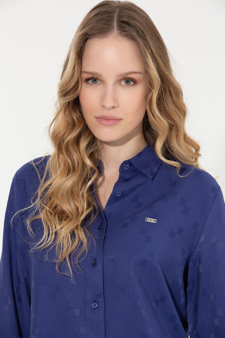 Kadın Mavi Uzun Kollu Gömlek - 50253323003