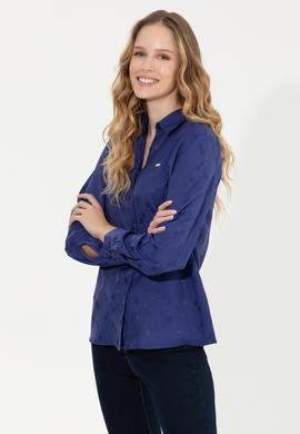 Kadın Mavi Uzun Kollu Gömlek - 50253323003