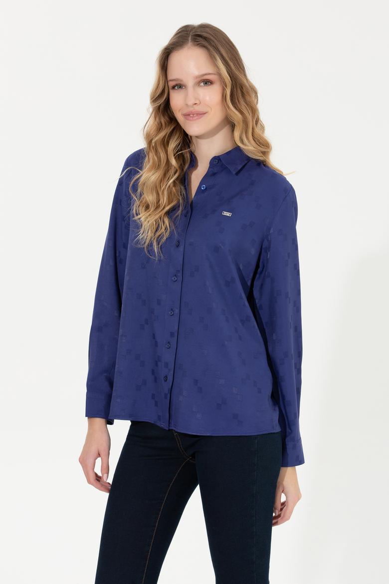 Kadın Mavi Uzun Kollu Gömlek - 50253323003