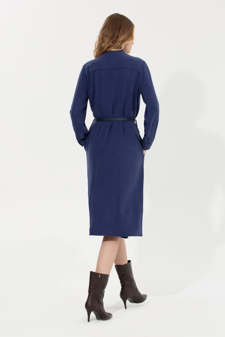 Kadın Mavi Dokuma Elbise - 50253585010