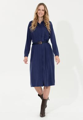 Kadın Mavi Dokuma Elbise - 50253585010