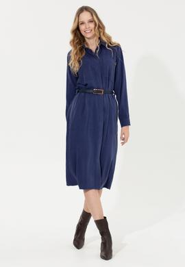 Kadın Mavi Dokuma Elbise - 50253585010