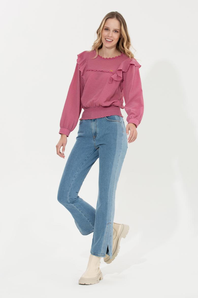 Kadın Pembe Uzun Kollu Gömlek - 50254894004