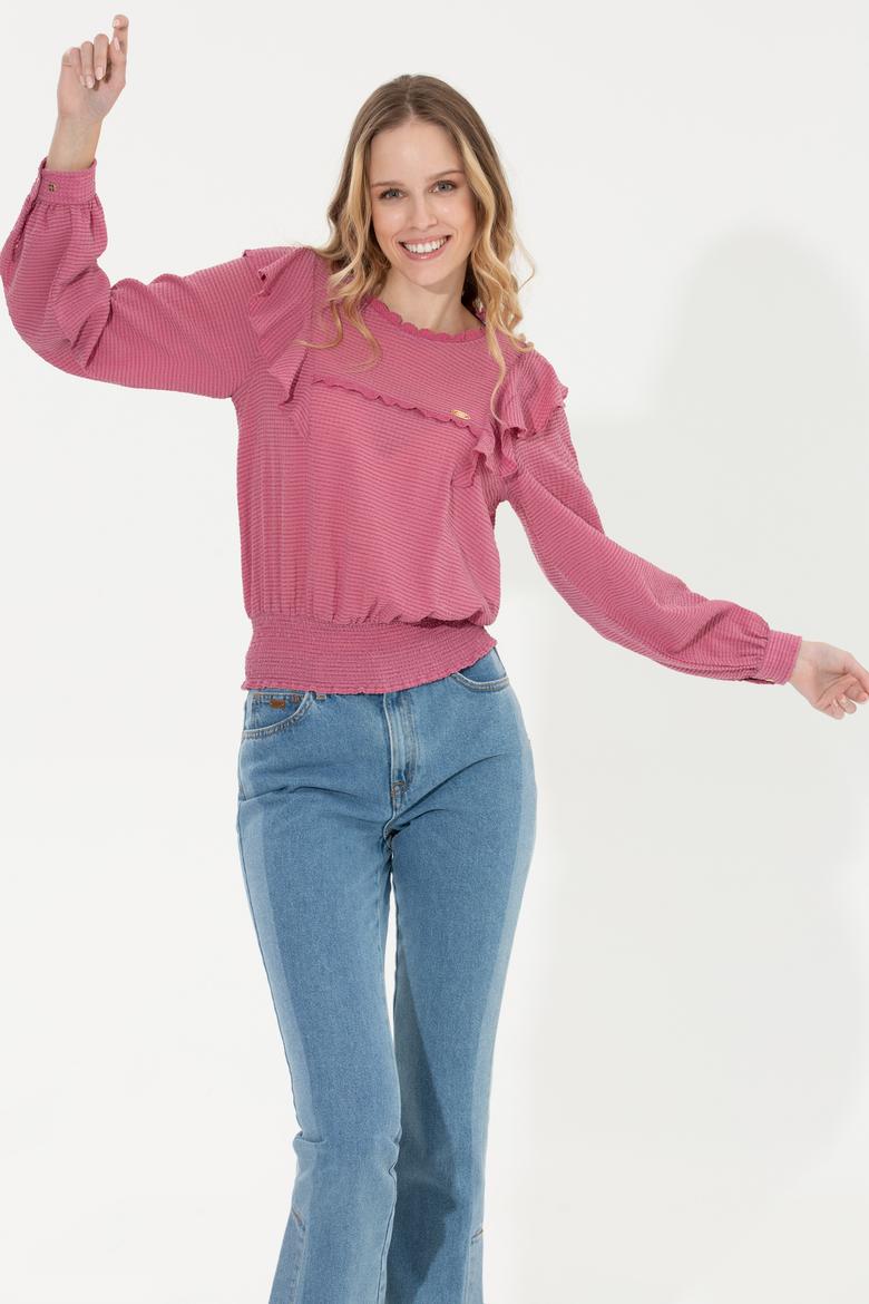 Kadın Pembe Uzun Kollu Gömlek - 50254894004