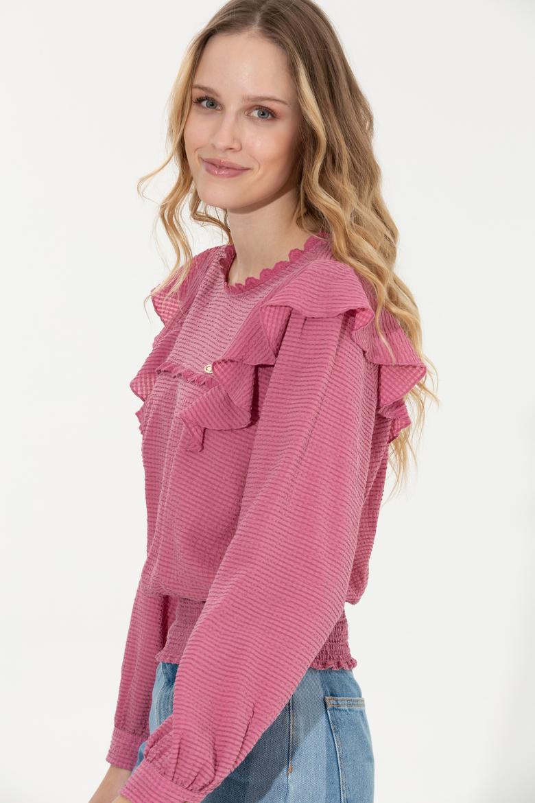 Kadın Pembe Uzun Kollu Gömlek - 50254894004