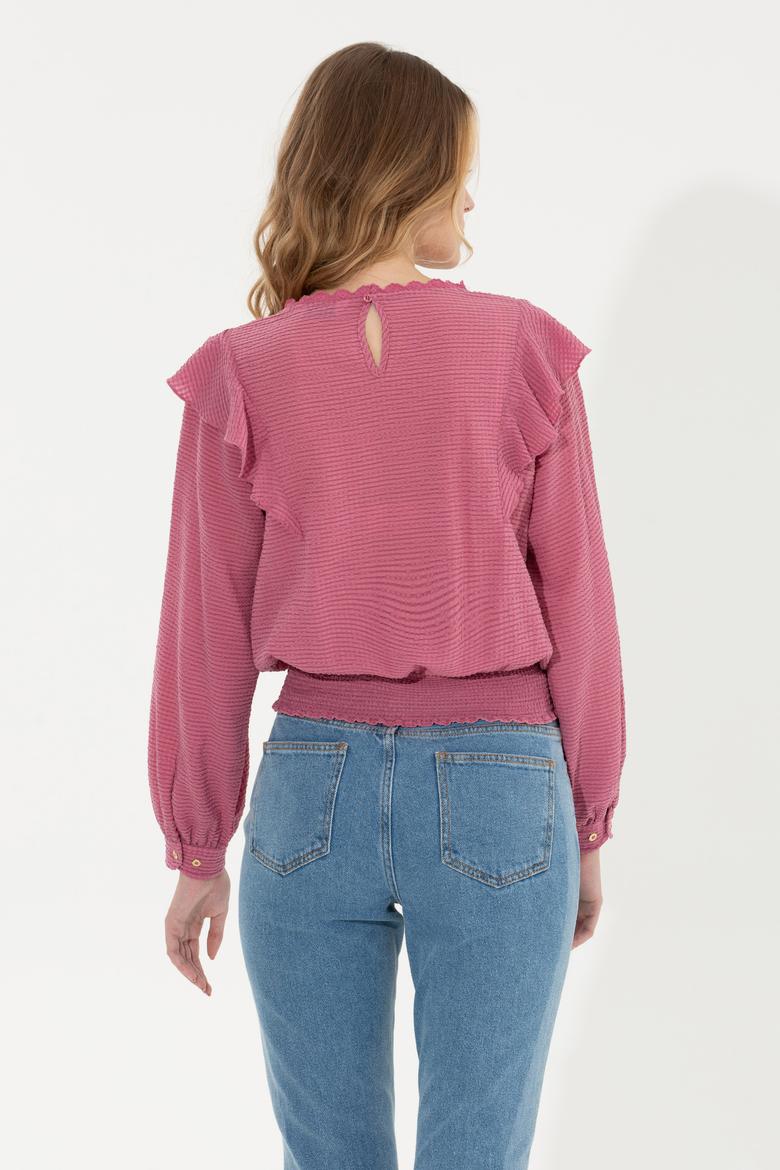 Kadın Pembe Uzun Kollu Gömlek - 50254894004