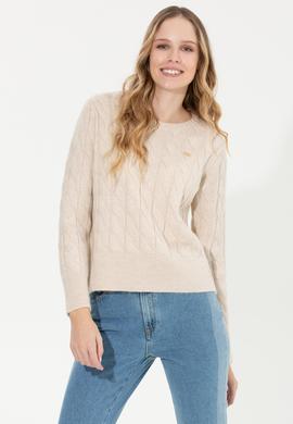 Kadın Krem Bisiklet Yaka Kazak - 50257802010