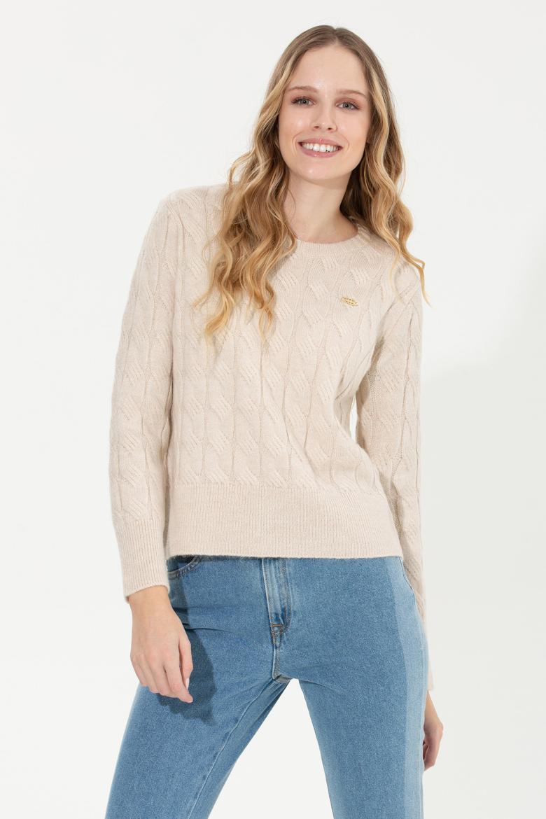 Kadın Krem Bisiklet Yaka Kazak - 50257802010