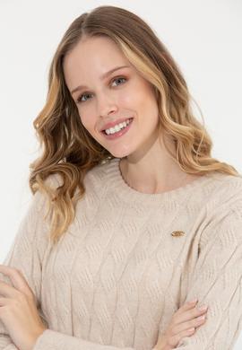 Kadın Krem Bisiklet Yaka Kazak - 50257802010