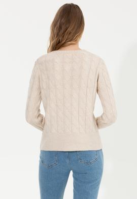 Kadın Krem Bisiklet Yaka Kazak - 50257802010