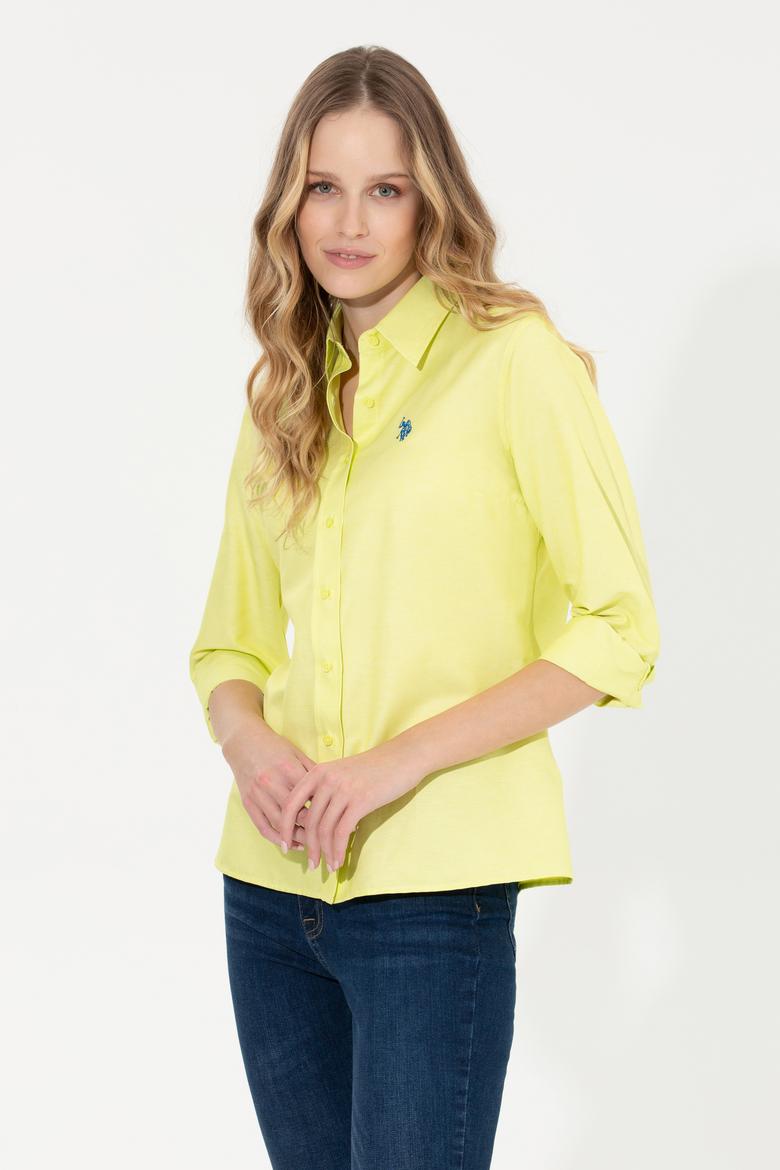 Kadın Neon Sarı Uzun Kollu Basic Gömlek - 50266361055