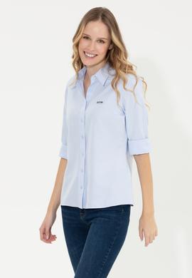 Kadın Açık Mavi Uzun Kollu Basic Gömlek - 50266458067