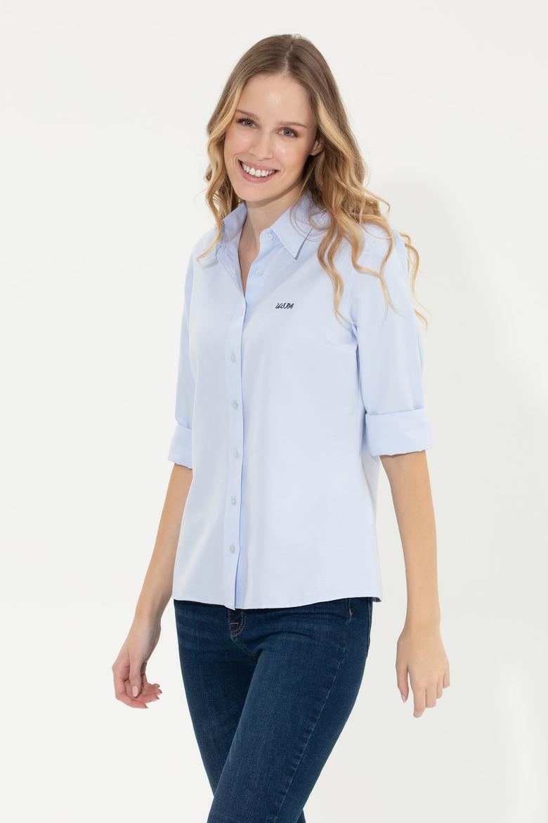 Kadın Açık Mavi Uzun Kollu Basic Gömlek - 50266458067