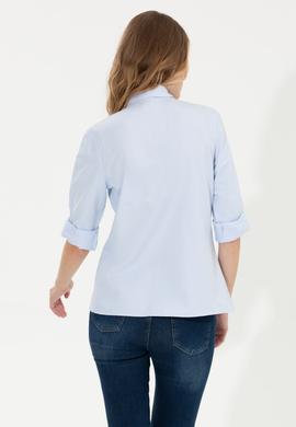 Kadın Açık Mavi Uzun Kollu Basic Gömlek - 50266458067