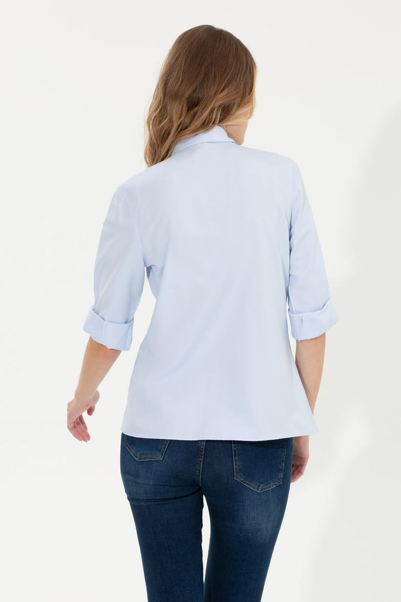 Kadın Açık Mavi Uzun Kollu Basic Gömlek - 50266458067