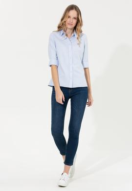 Kadın Açık Mavi Uzun Kollu Basic Gömlek - 50266458067