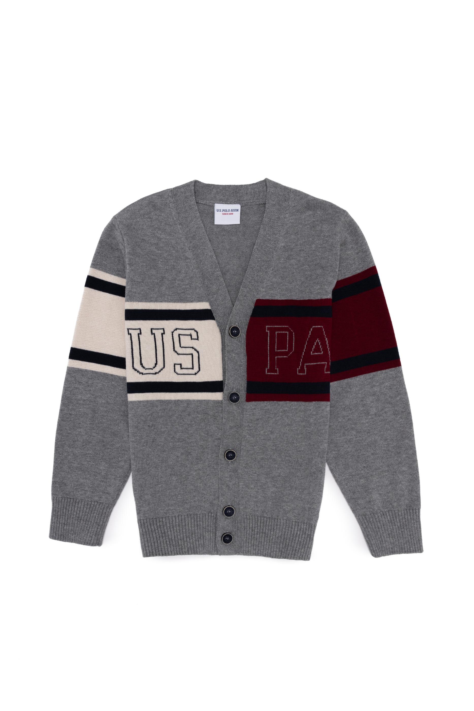 Erkek Çocuk Gri Melanj Triko V Yaka Hırka