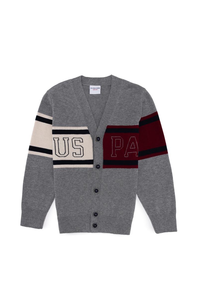 Erkek Çocuk Gri Melanj Triko V Yaka Hırka