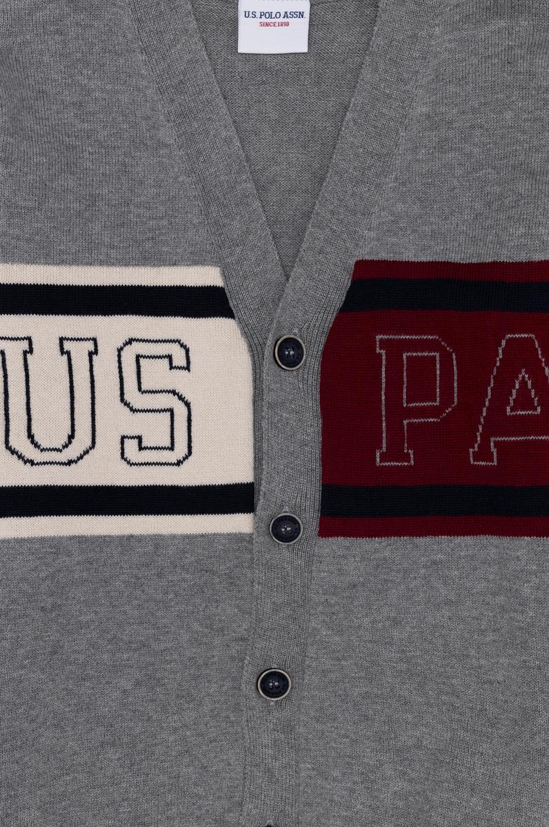 Erkek Çocuk Gri Melanj Triko V Yaka Hırka