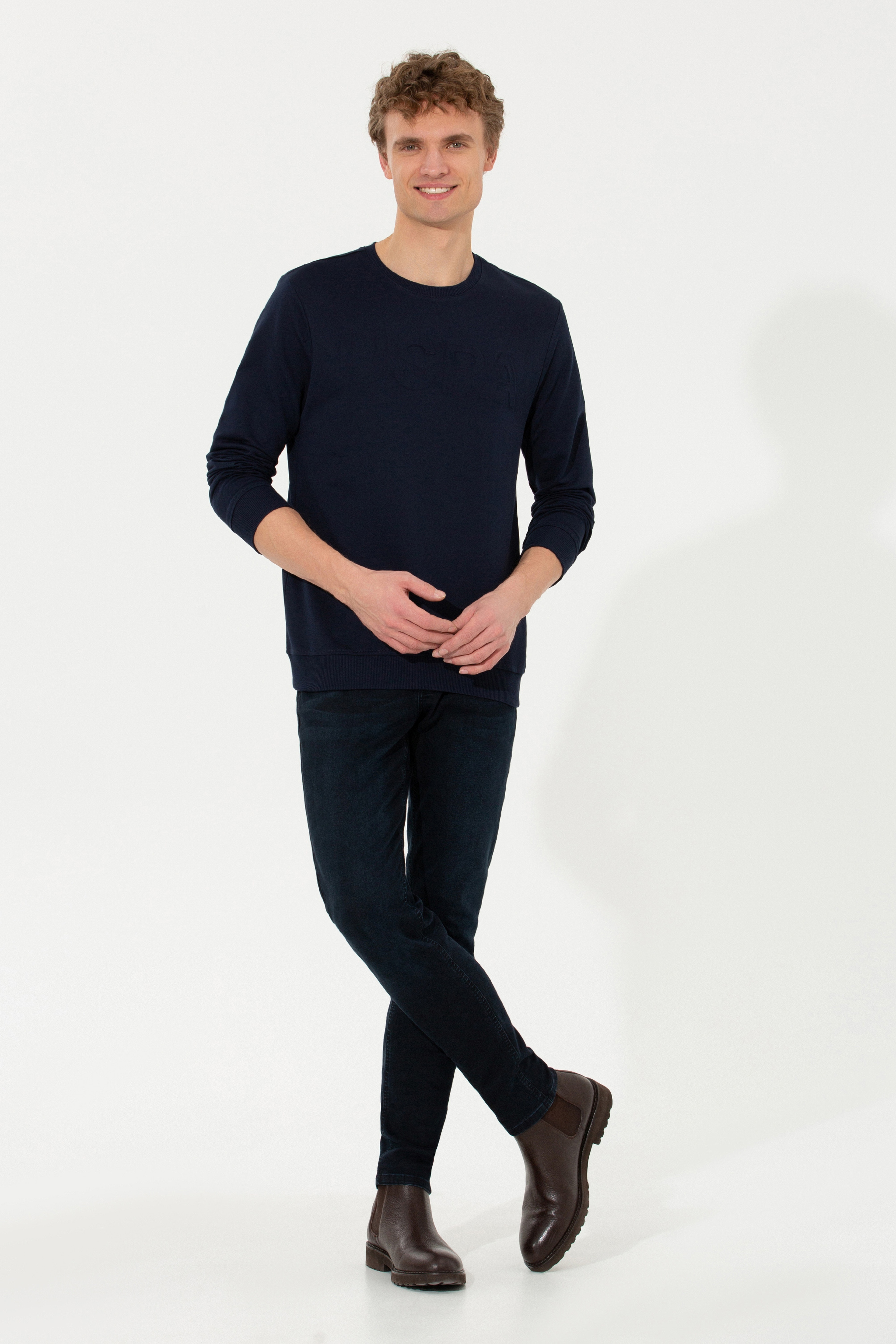 Erkek Lacivert Basic Sweatshirt - Image 4