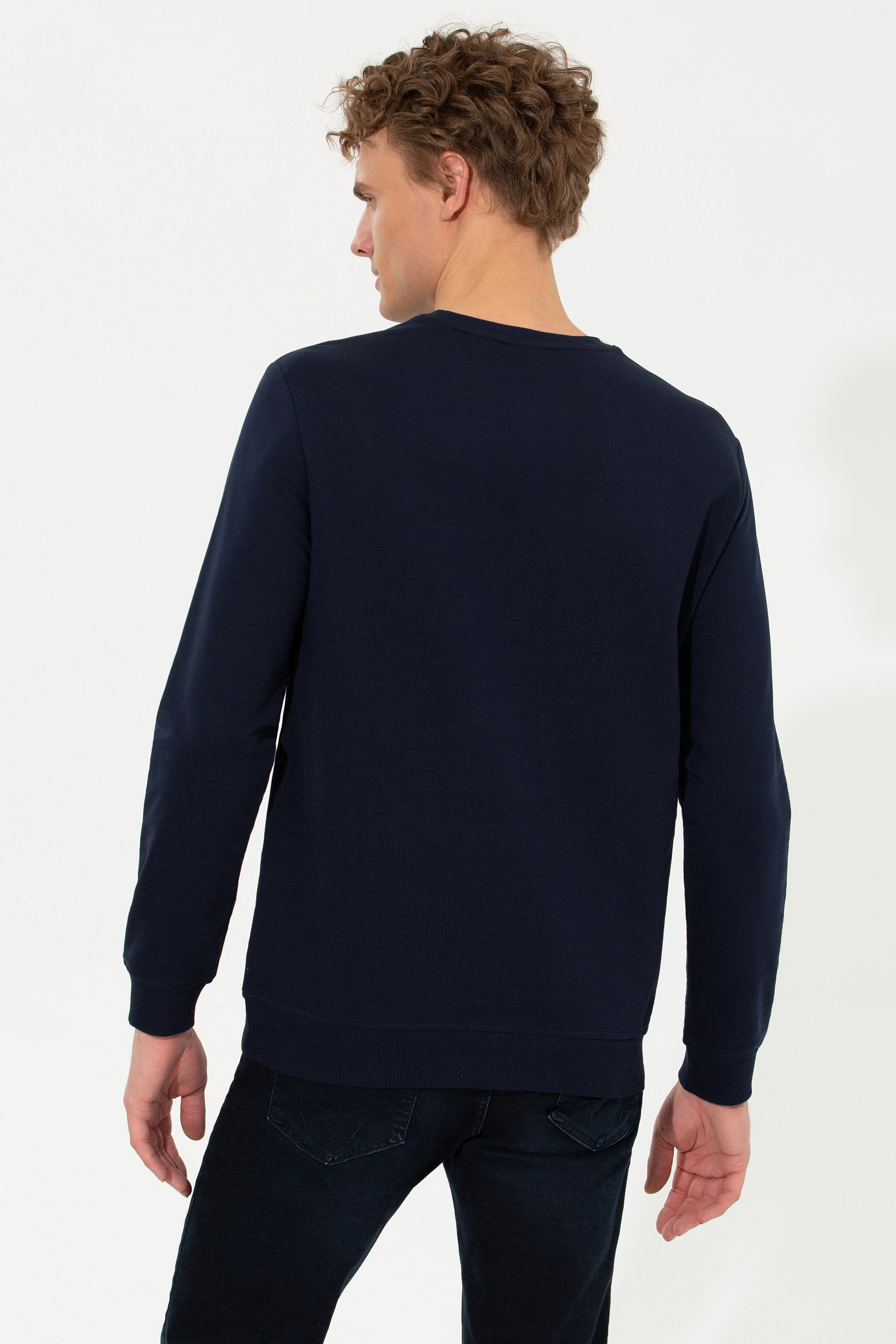 Erkek Lacivert Basic Sweatshirt - Image 5