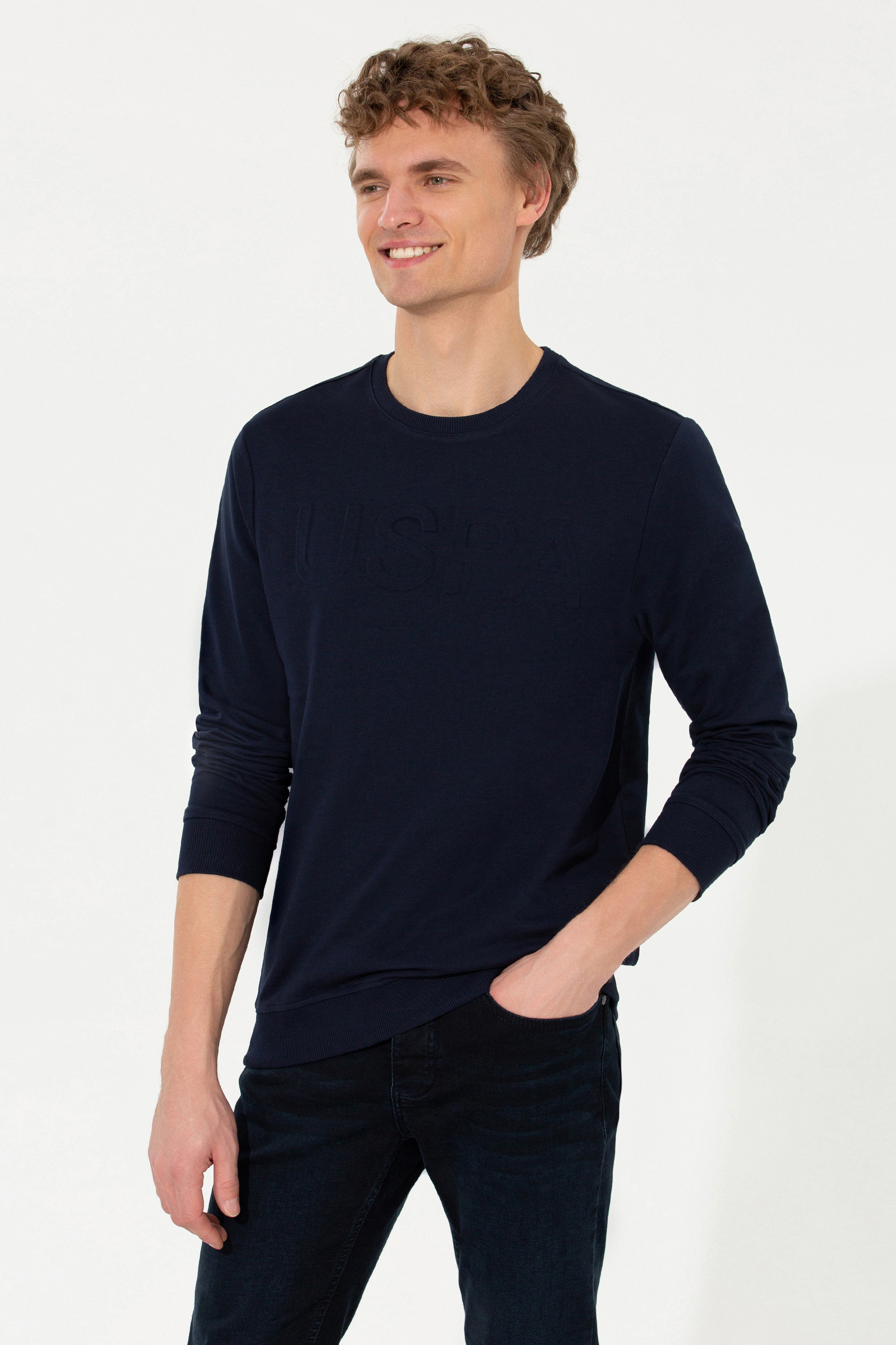 Erkek Lacivert Basic Sweatshirt