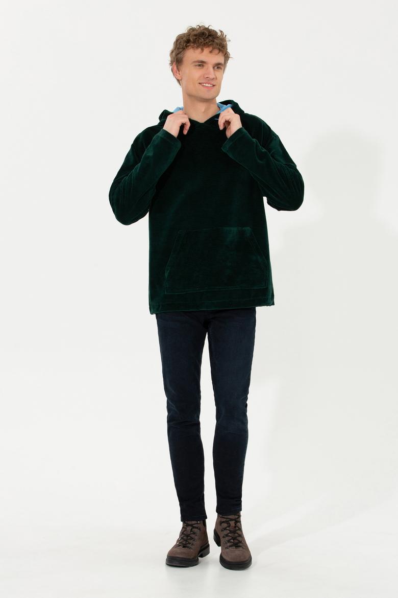 Erkek Yeşil Kapüşonlu Sweatshirt - 50253913024