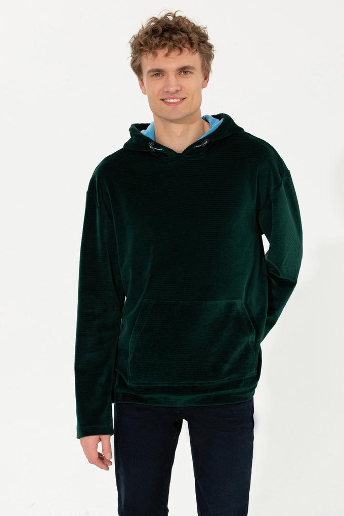 Erkek Yeşil Kapüşonlu Sweatshirt