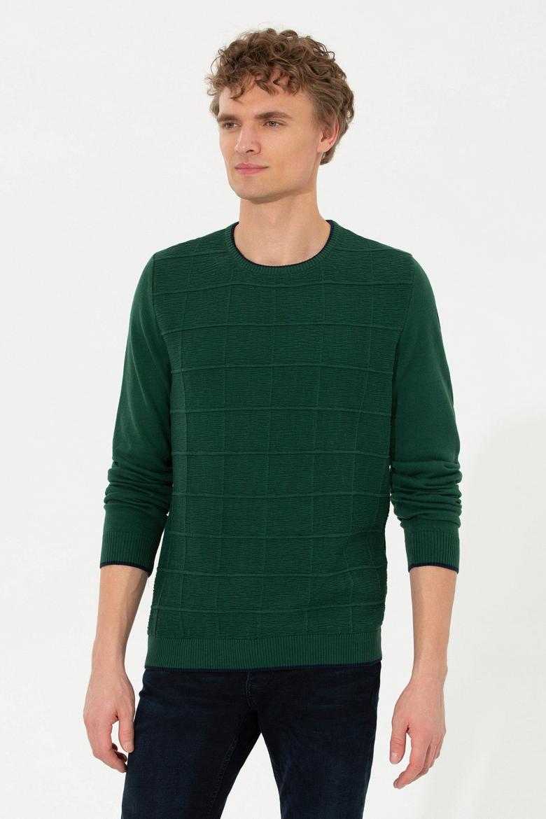 Erkek Yeşil Bisiklet Yaka Triko Kazak - 50256637006