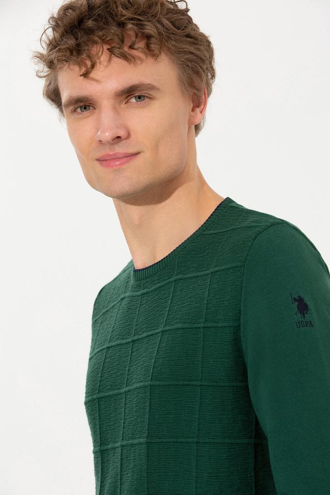 Erkek Yeşil Bisiklet Yaka Triko Kazak