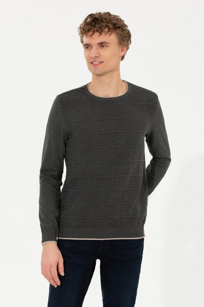 Erkek Antrasit Melanj Kazak - 50256637016