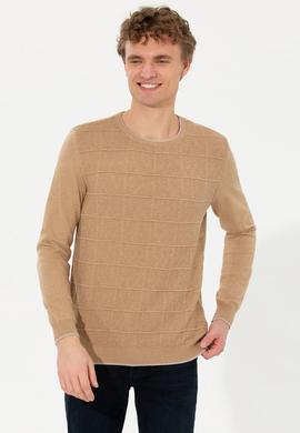 Erkek Camel Melanj Bisiklet Yaka Triko Kazak - 50256637023