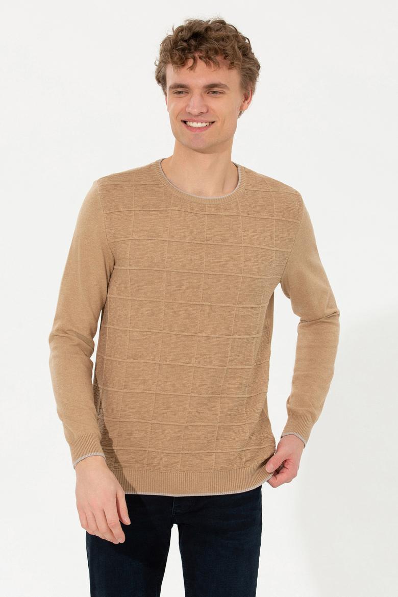 Erkek Camel Melanj Bisiklet Yaka Triko Kazak - 50256637023