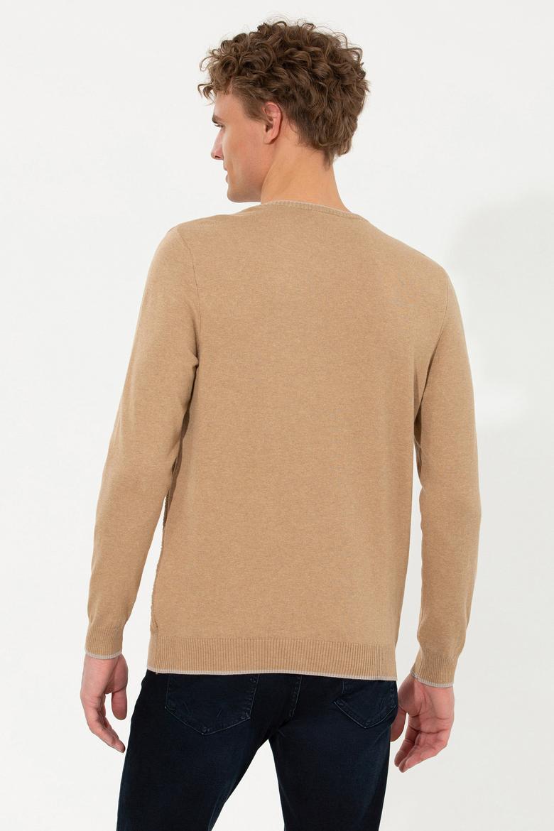 Erkek Camel Melanj Bisiklet Yaka Triko Kazak - 50256637023