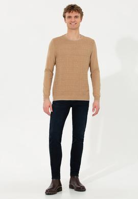 Erkek Camel Melanj Bisiklet Yaka Triko Kazak - 50256637023